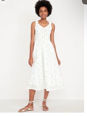 Old Navy 100% Cotton Smocked Waist Floral Midi Dress